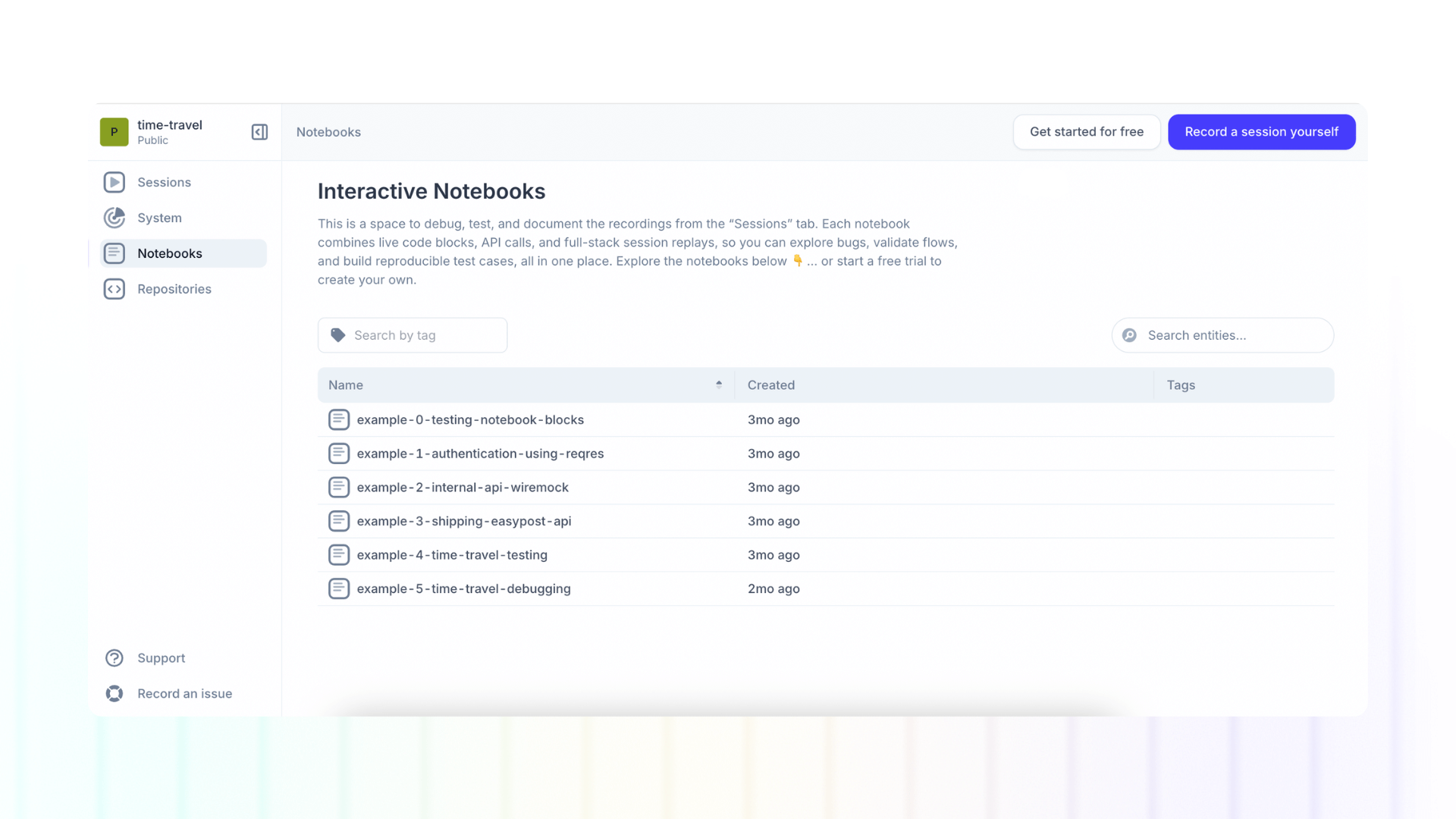 Automatically create test scripts from a full stack session recording