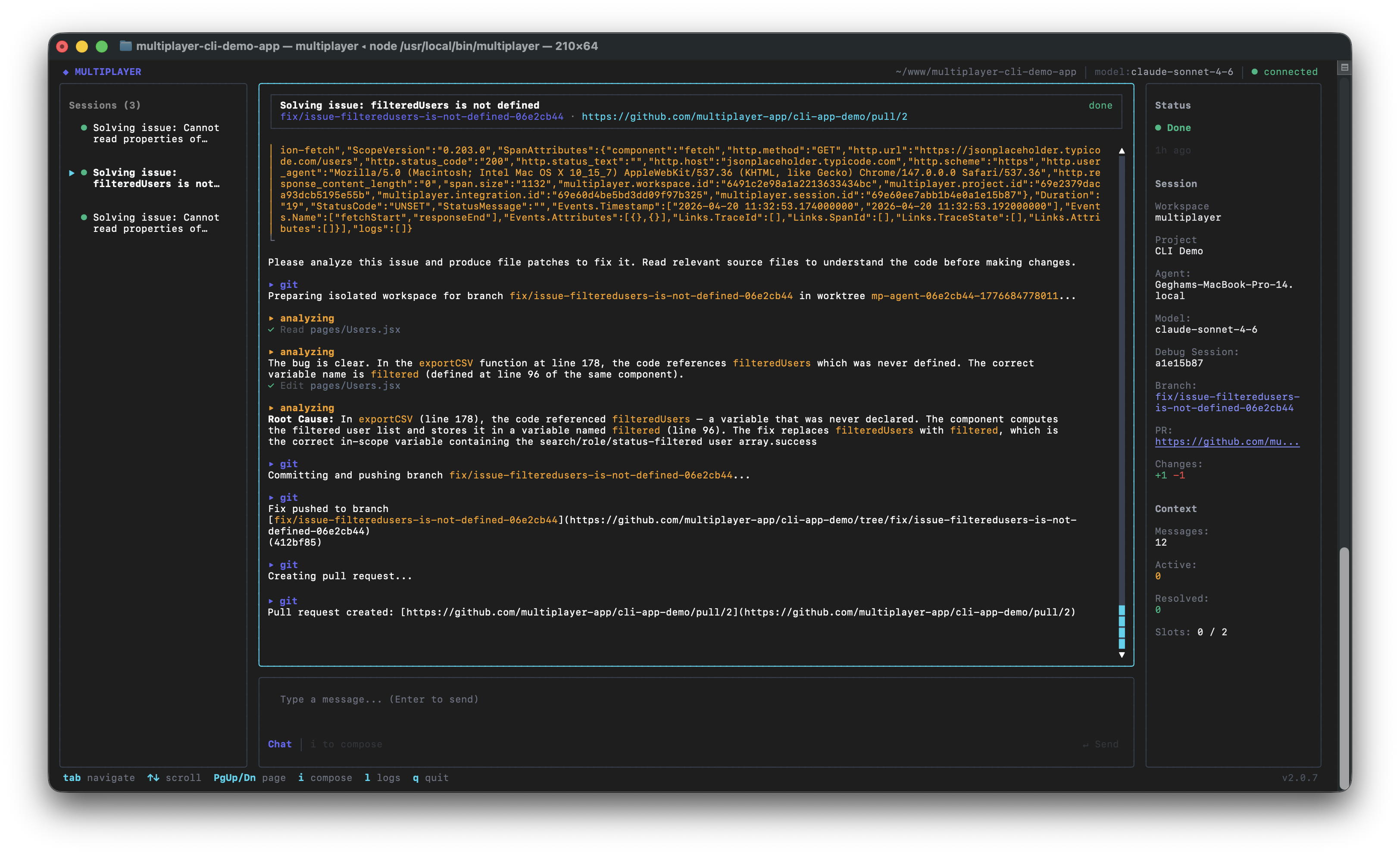 Multiplayer debugging session in the terminal