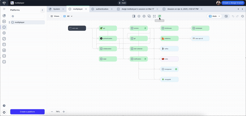 Screenshot of Platform Auto-Docs selecting components