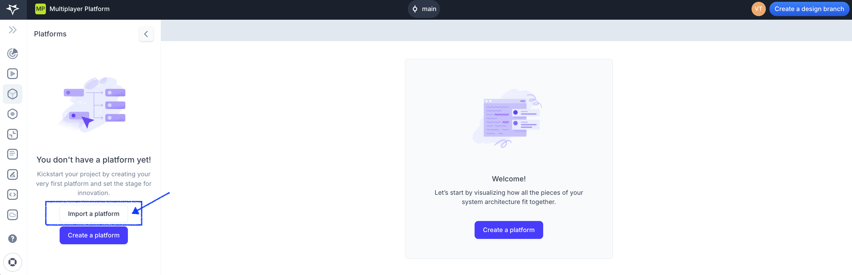 Options to create a new Platform