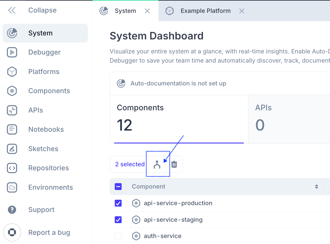 Merge button in the System Dashboard