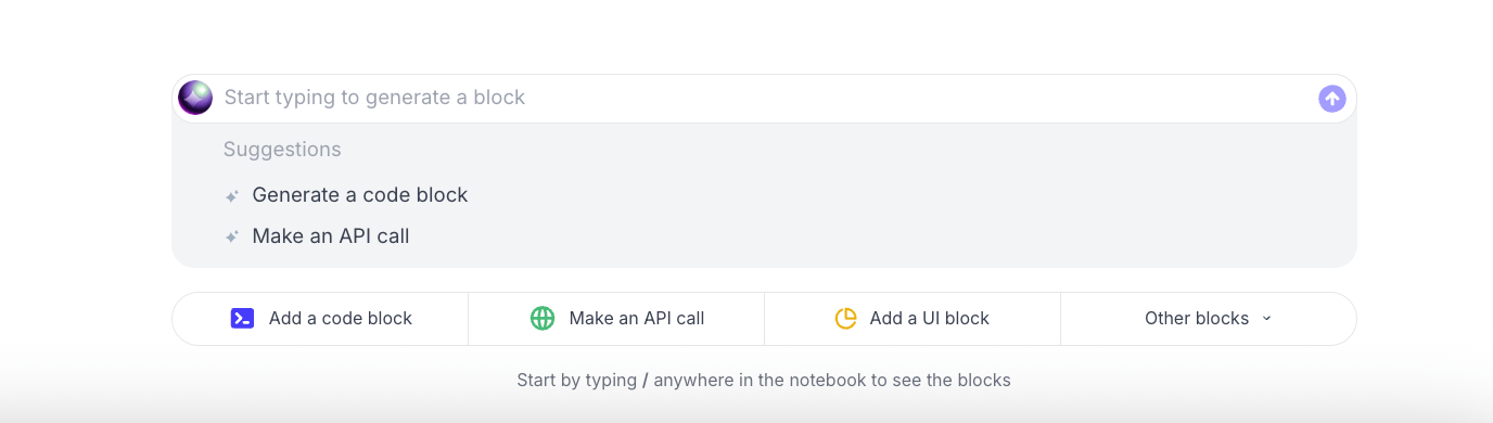Screenshot of editing notebook blocks with AI