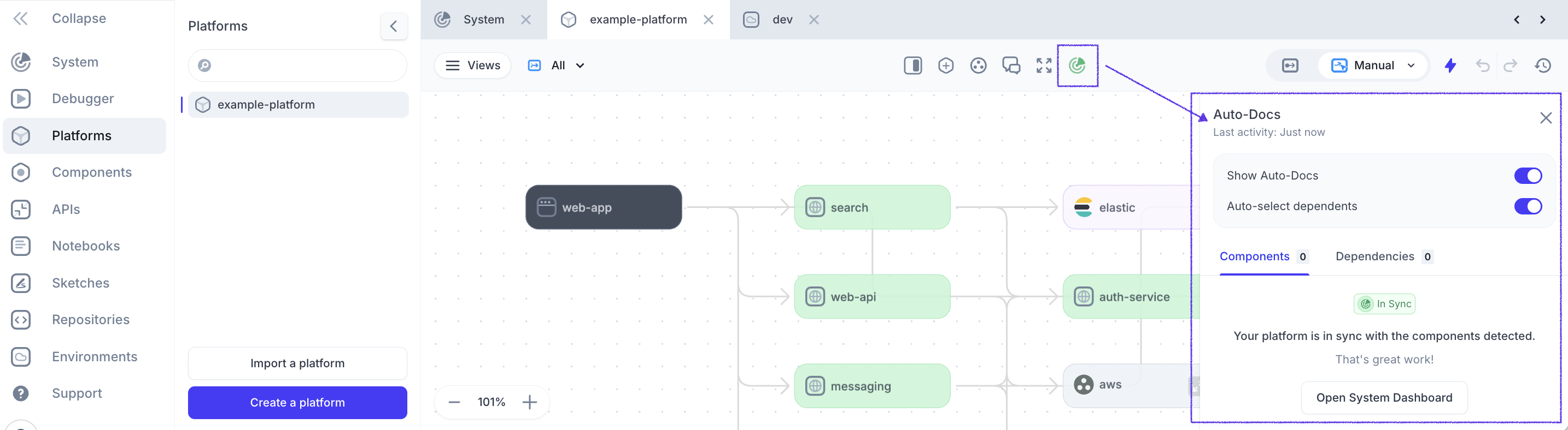 Screenshot of Platform Auto-Docs