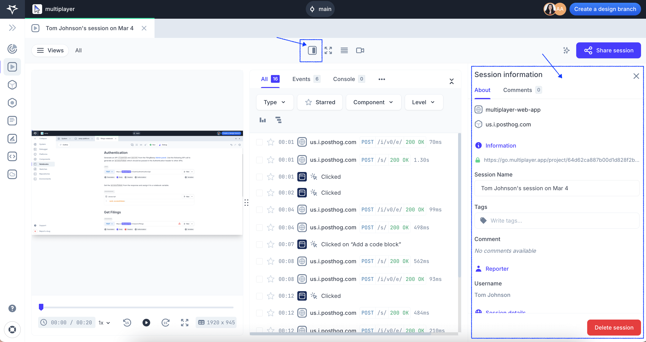 Screenshot of Platform Debugger Session Information panel